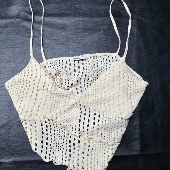 Bershka Tan and Cream Crop-Top - Picture 1 of 3
